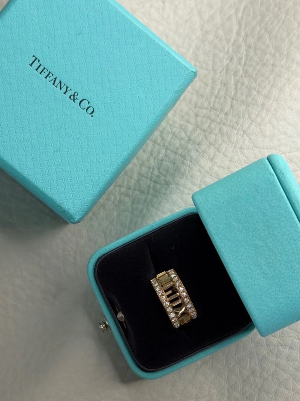 Tiffany & Co. 18K Yellow Gold Atlas Open Diamond Ring 4.3 US